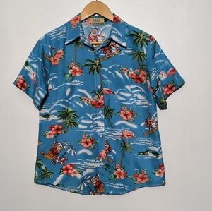 SSLR Women's Tropical Print Button Down Shirt Size S